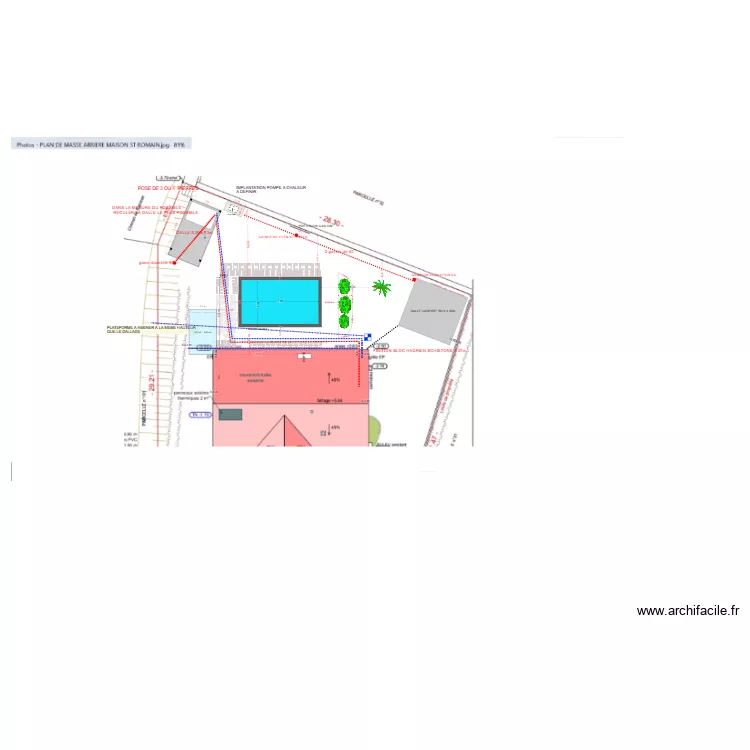 plan de masse arri&egrave;re 18 05 25 MODIFICATIONS EGOUT EAUX PLUVIALES. Plan de 