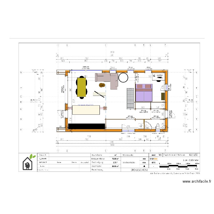 Rez plan Pineca avec les aménagements. Plan de 0 pièce et 0 m2