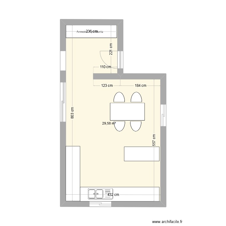 EXTENSION version2. Plan de 1 pièce et 30 m2