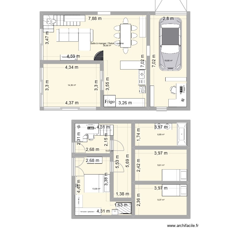 Maison 1. Plan de 0 pièce et 0 m2