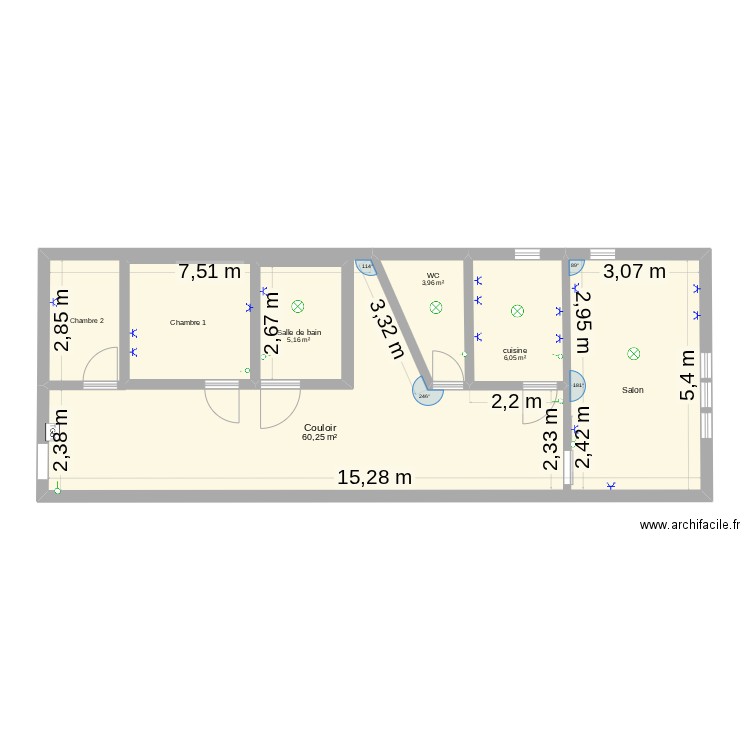 appartement. Plan de 4 pièces et 85 m2