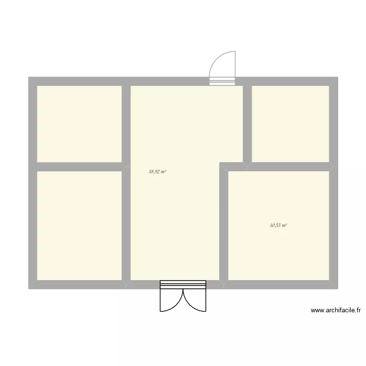 Maison plan 2. Plan de 2 Pièces et 49 m²