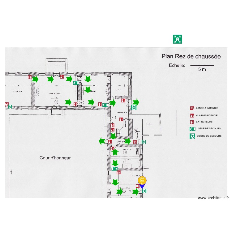 PLAN D'ÉVACUATION DOMAINE REZ DE CHAUSSEZ 3. Plan de 0 pièce et 0 m2
