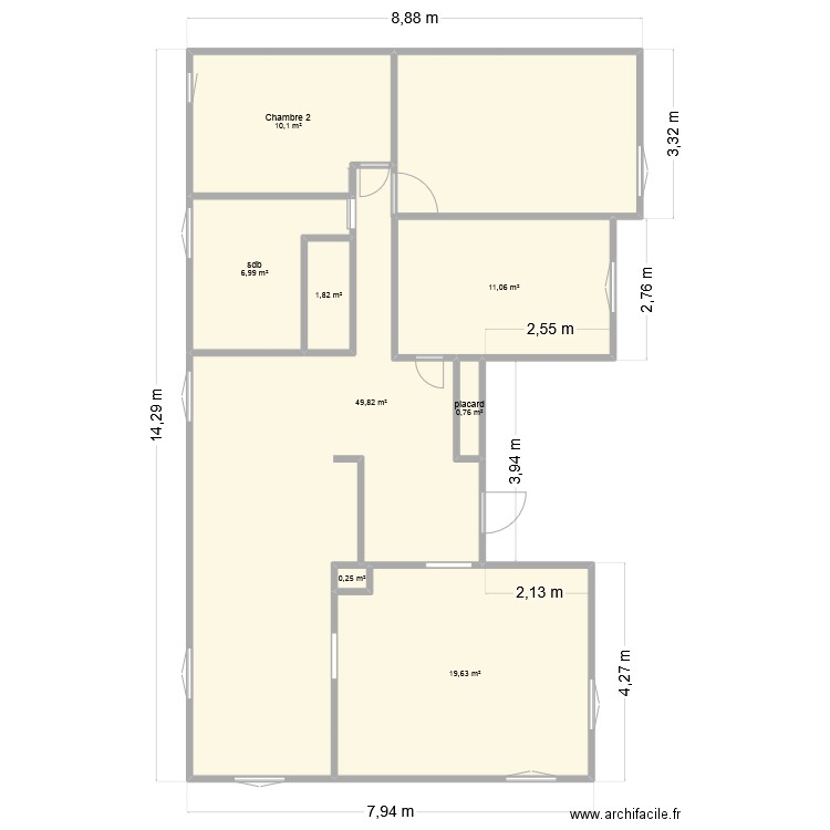 Horbourg. Plan de 8 pièces et 100 m2