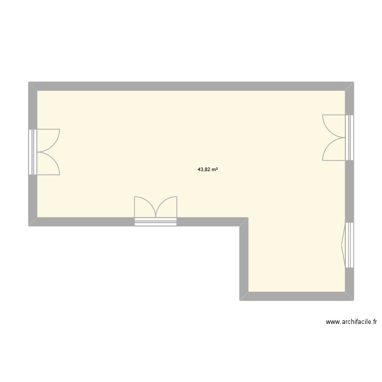 Salle salon. Plan de 1 pièce et 44 m2