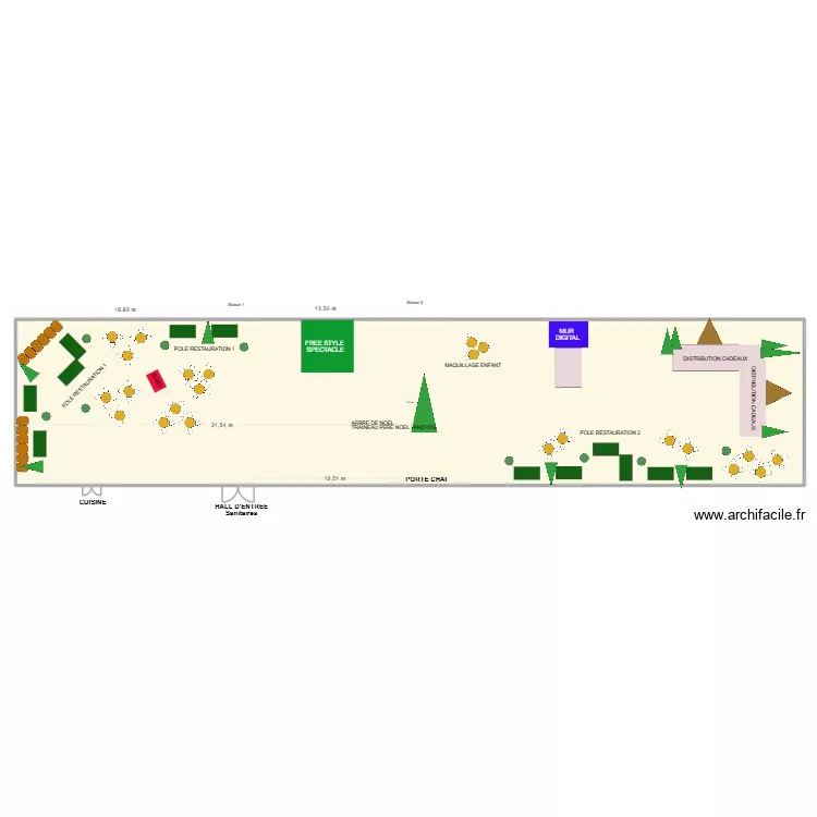 Grande salle LAFITTE BETCLIC. Plan de 