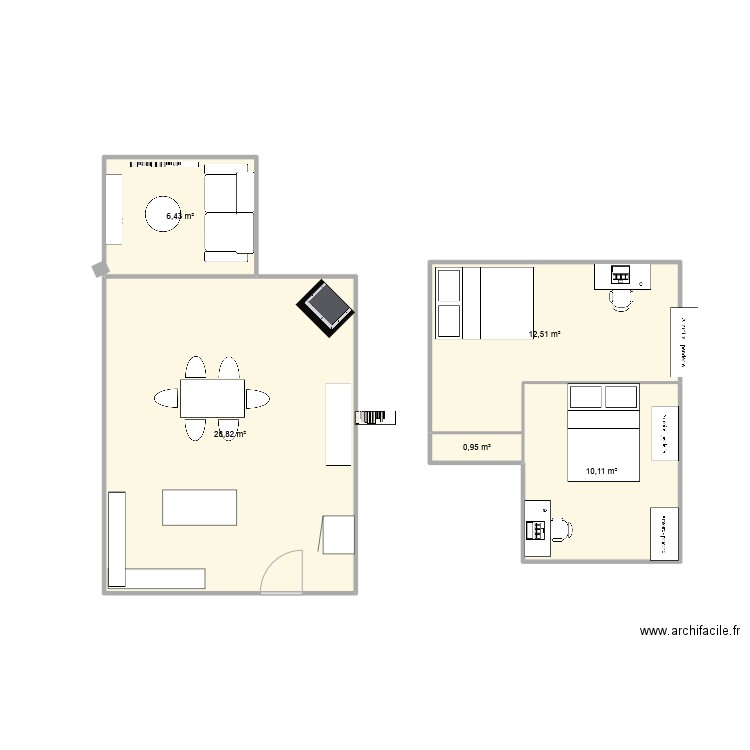 Maison les michels. Plan de 5 pièces et 59 m2