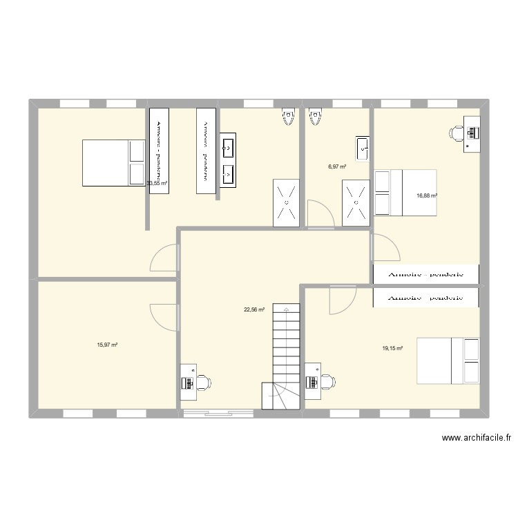 maison haut. Plan de 6 pièces et 115 m2