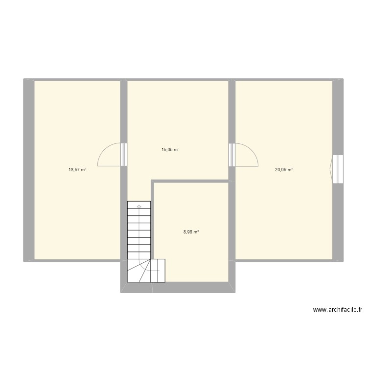 Etage. Plan de 4 pièces et 64 m2