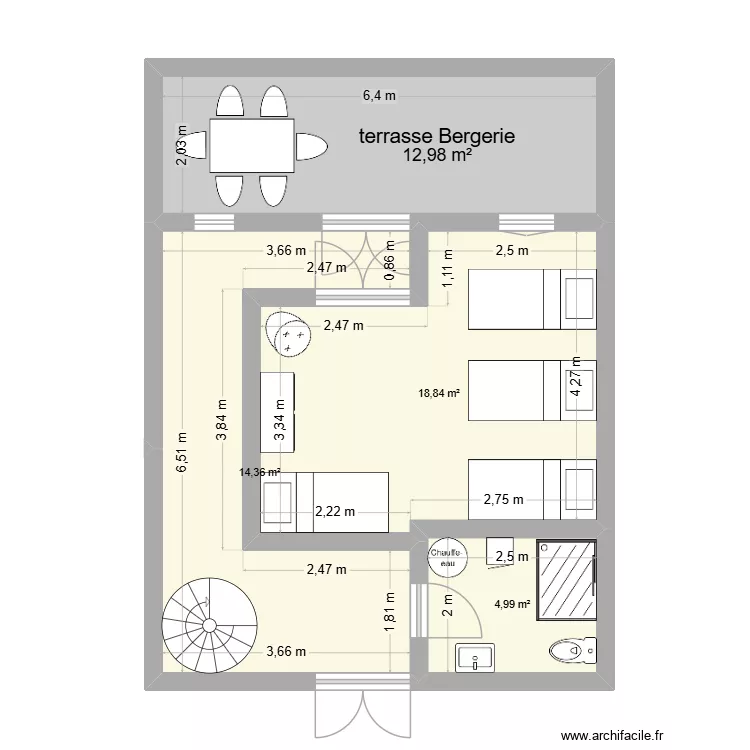 Fleury Maison 1 bergerie rez de chauss&eacute;e projet 5. Plan de 