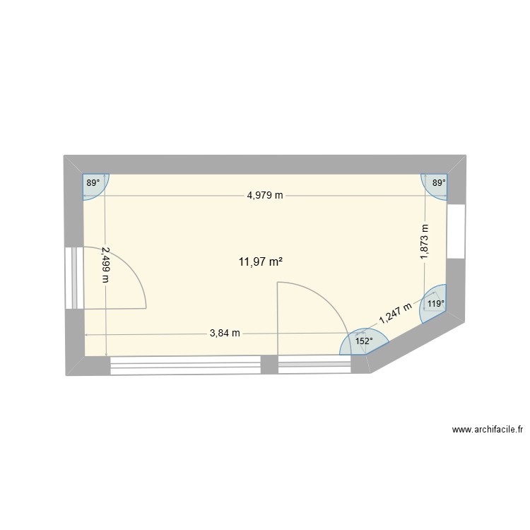 CUISINE. Plan de 1 pièce et 12 m2