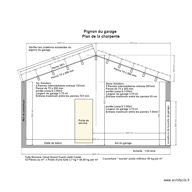 Plan de la charpente du garage . Plan de 0 pièce et 0 m2