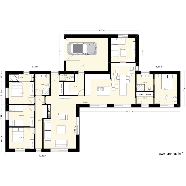 locqui 2+. Plan de 14 pièces et 197 m2