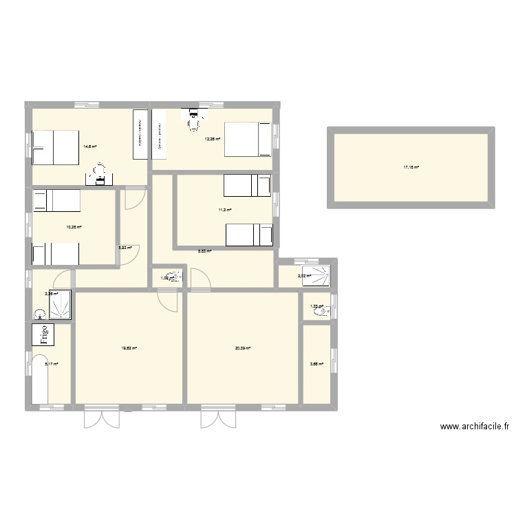 plan finalisé nkok. Plan de 15 pièces et 137 m2