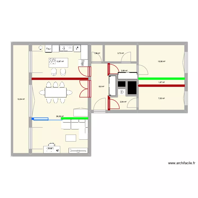 fontenay. Plan de 13  et 91 m²