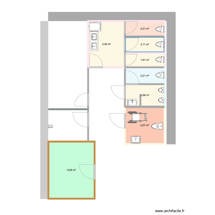 Toilettes publiques. Plan de 0 pièce et 0 m2