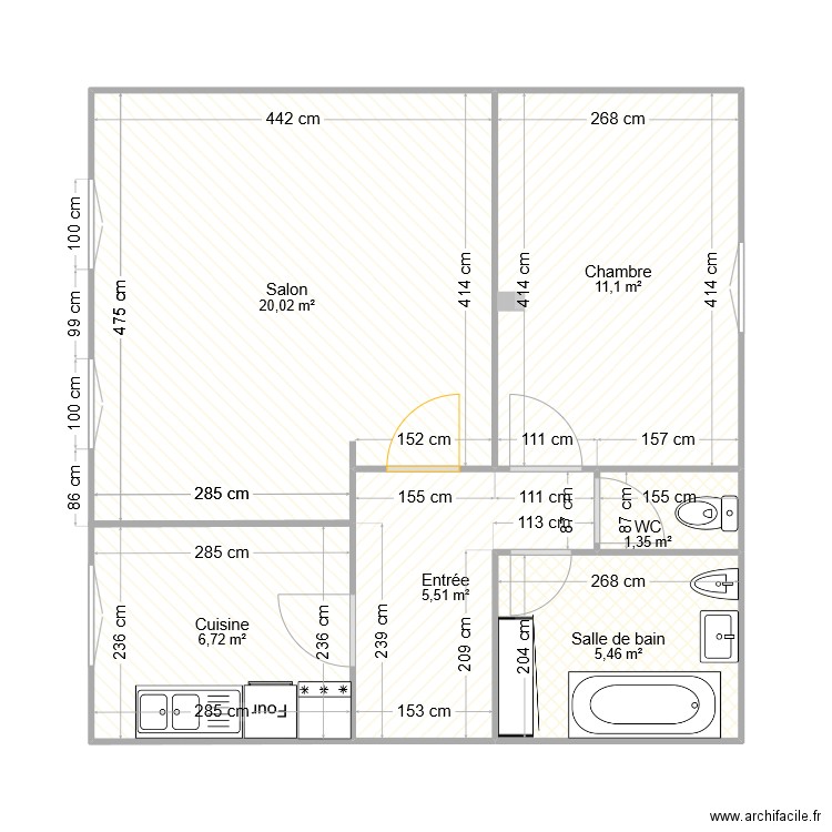 LAGANNE sav. Plan de 6 pièces et 50 m2