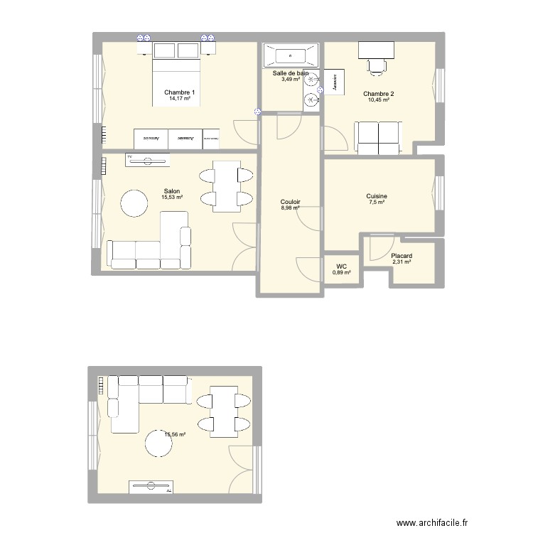 apart issy. Plan de 9 pièces et 79 m2