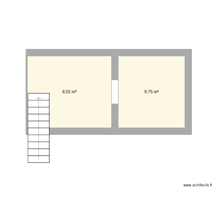 souppes mezzanine. Plan de 2 pièces et 15 m2