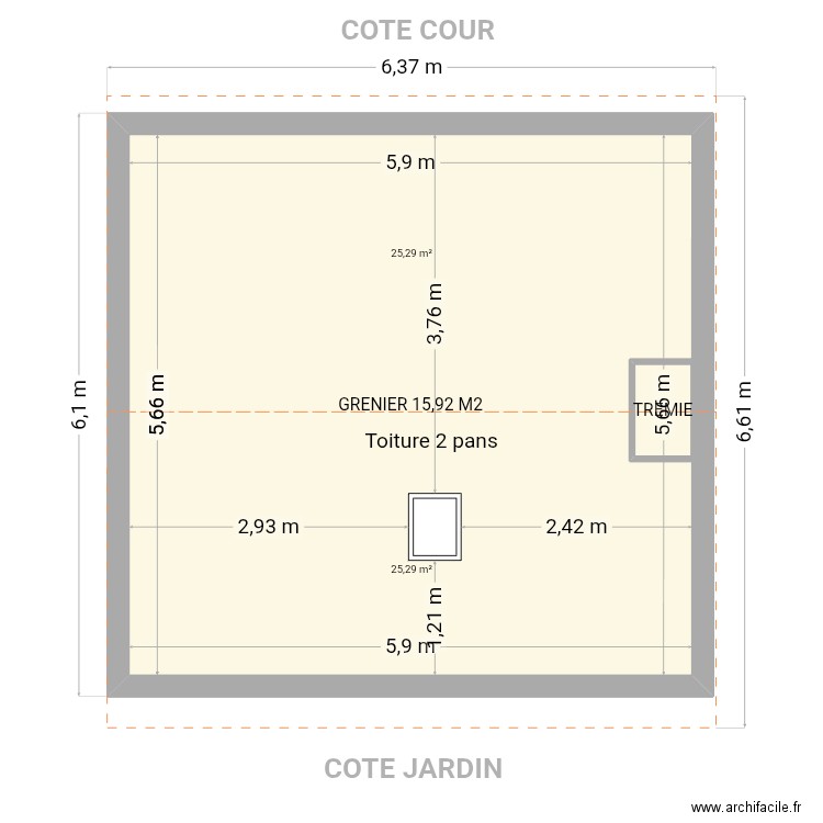 GARAGE PLAN ACTUEL V1. Plan de 3 pièces et 67 m2