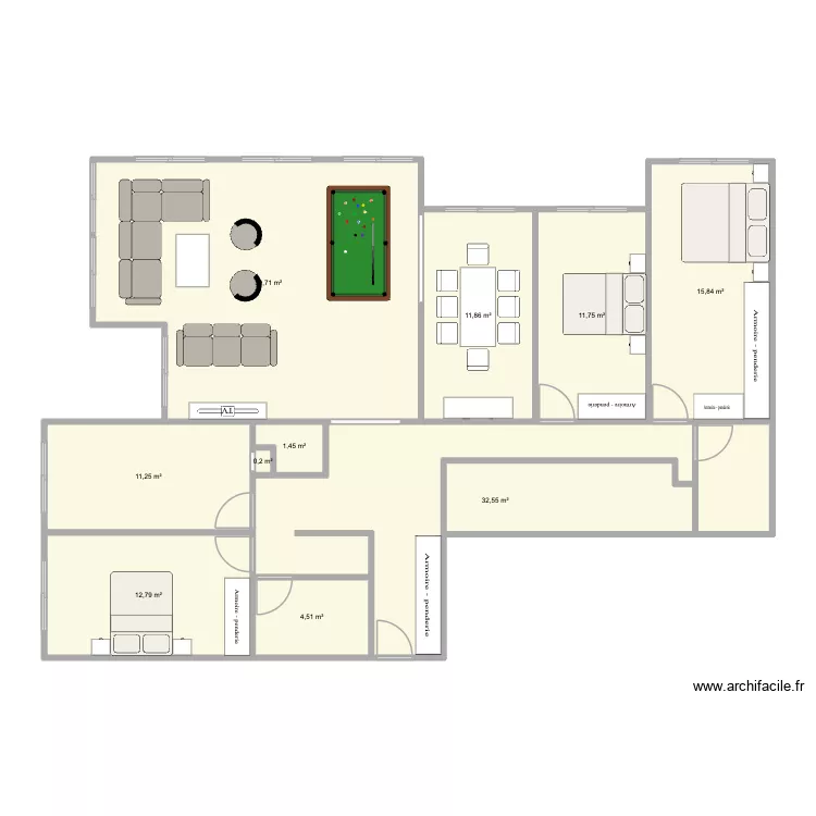 app 15. Plan de 10  et 142 m²