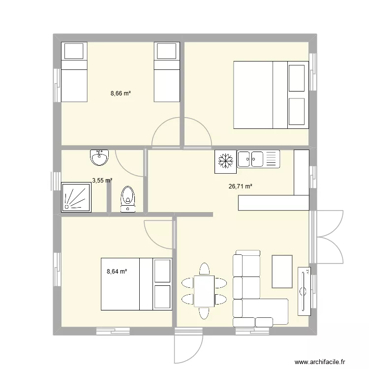 Mika. Plan de 4 et 48 m² Mika. Plan de 4 et 48 m²