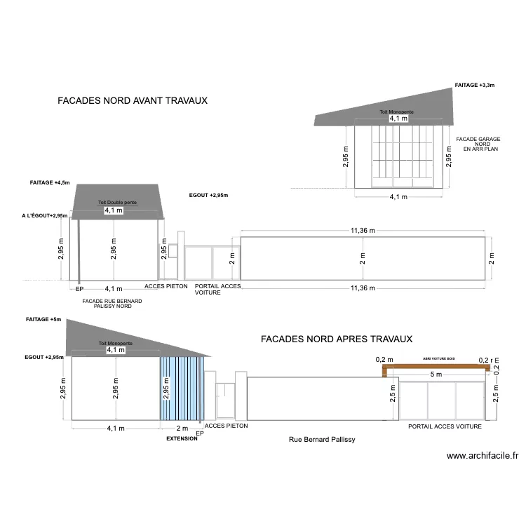 Plan de FACADE AV/AP NORD. Plan de 