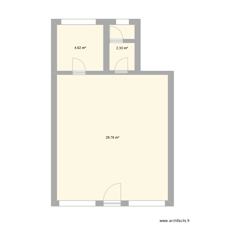 plan de mon salon toilettage. Plan de 3 pièces et 37 m2