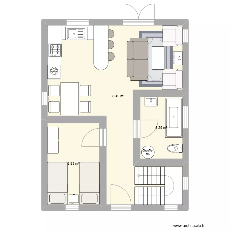 Chalet 48 m2. Plan de 3 et 44 m² Chalet 48 m2. Plan de 3 et 44 m²