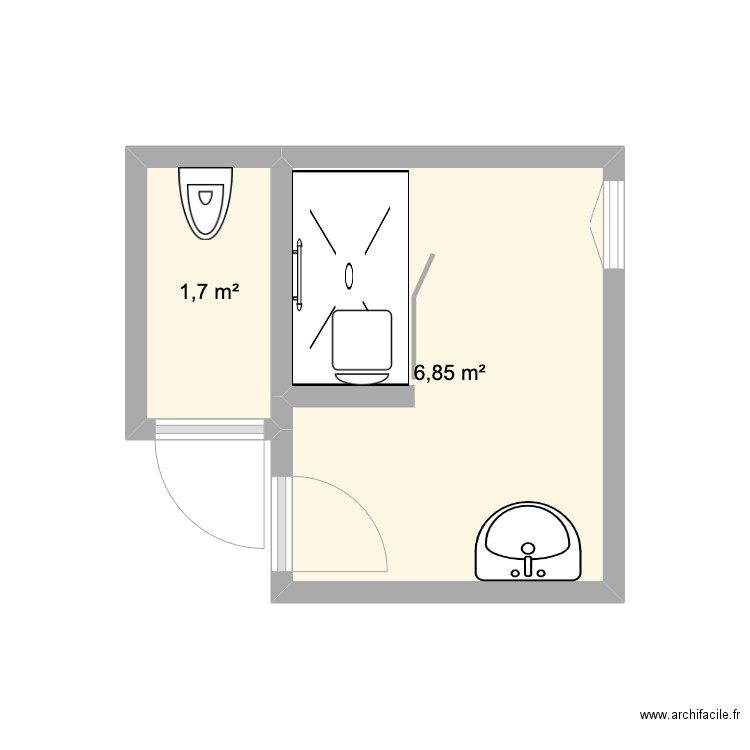 Arnold Après. Plan de 2 pièces et 9 m2