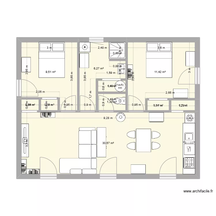 SIMPLE 30 AVRIL 62m2. Plan de 10  et 62 m²