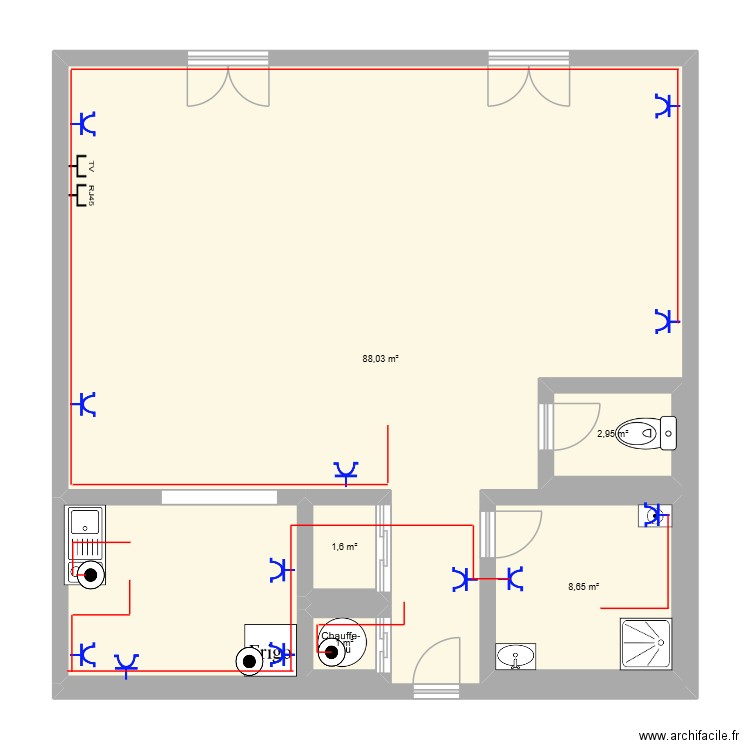 George VI. Plan de 5 pièces et 119 m2