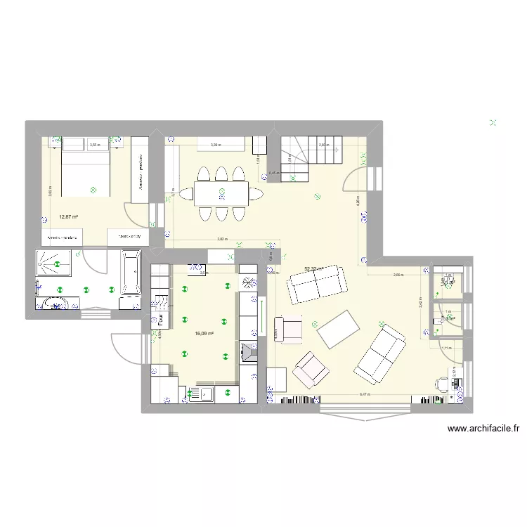 &eacute;tage maison. Plan de 5  et 83 m²