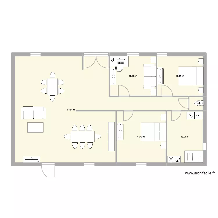 chaumiere rdc. Plan de 5  et 43 m²