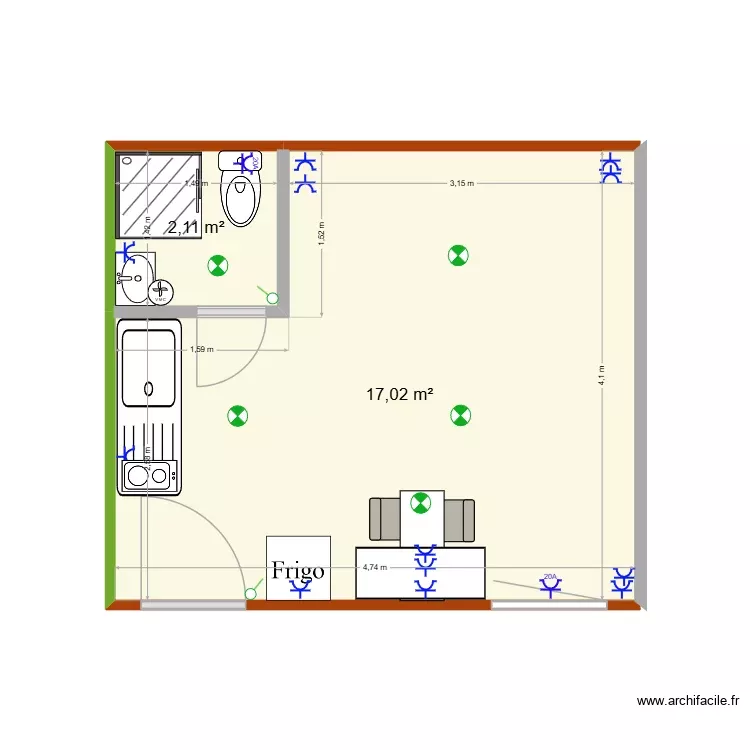 DERIVATION 4. Plan de 2 Pièces et 19 m² DERIVATION 4. Plan de 2 Pièces et 19 m²