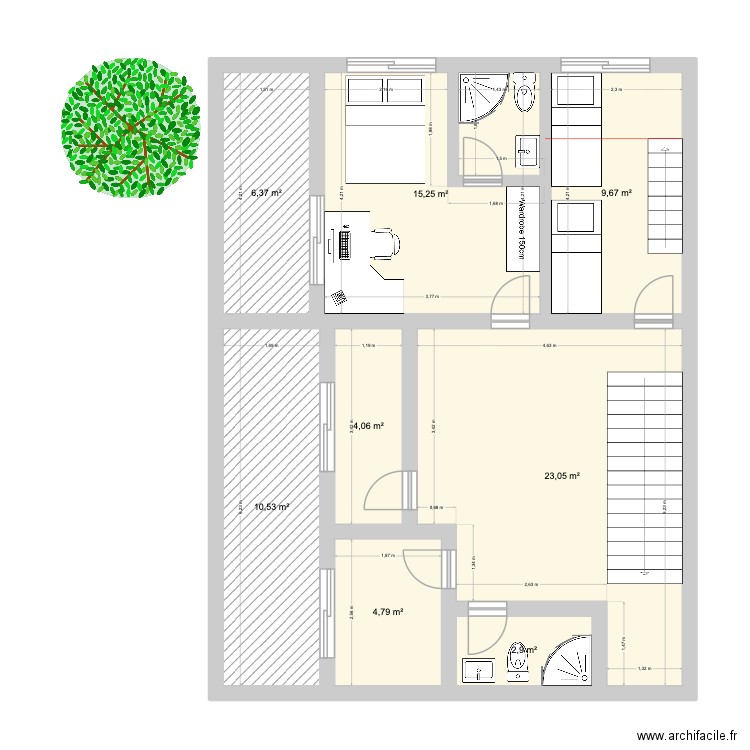 TENGCO HOUSE 2F. Plan de 8 pièces et 77 m2