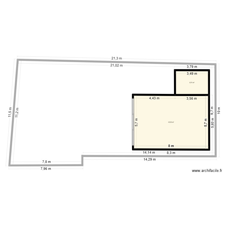 Villa 2. Plan de 2 pièces et 54 m2