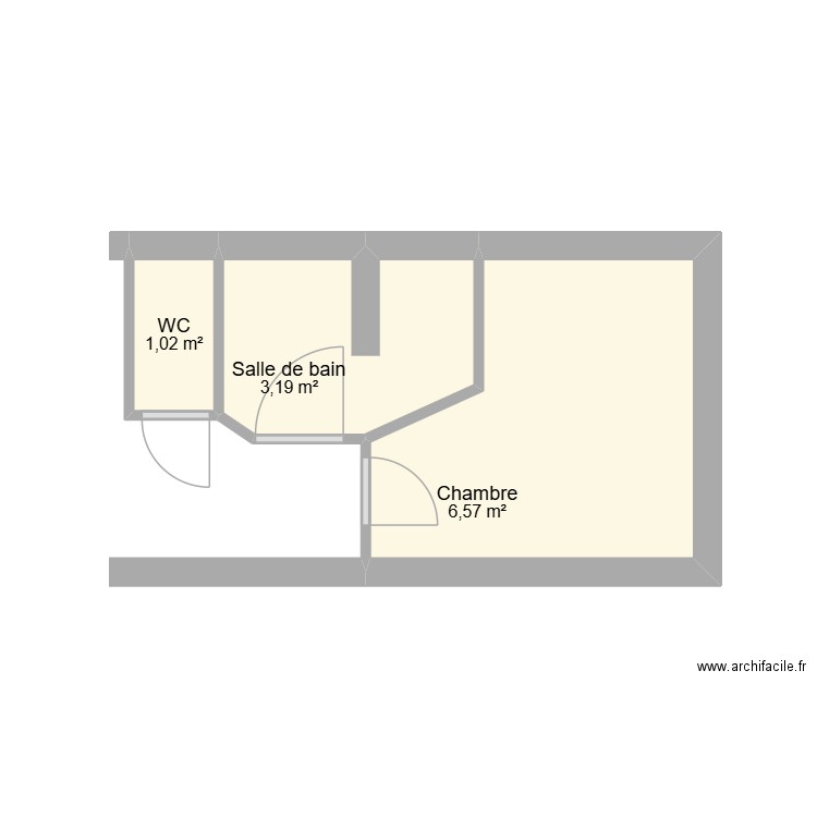 Toby et Chloé. Plan de 3 pièces et 11 m2