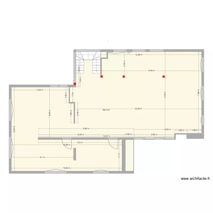 Leroux Barth base avec porteurs. Plan de 2  et 169 m²