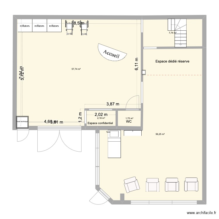 DCM Alençon Agencement. Plan de 5 pièces et 126 m2