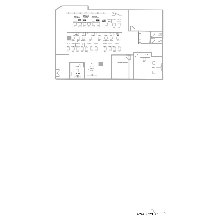 LOL 6 2025 / Implantation Régie 1er étage V2. Plan de 15 pièces et 443 m2