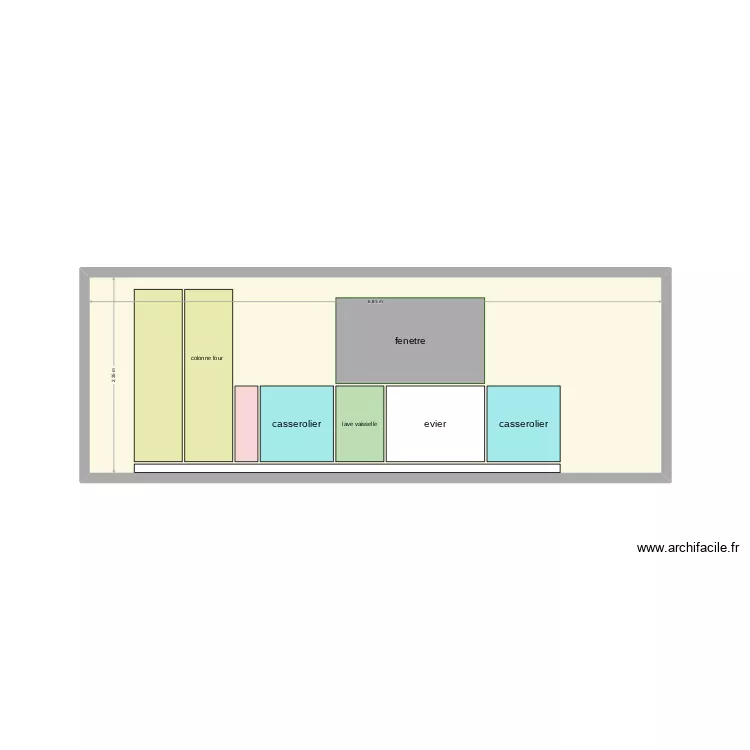 Facade de cuisine. Plan de 1 et 16 m² Facade de cuisine. Plan de 1 et 16 m²