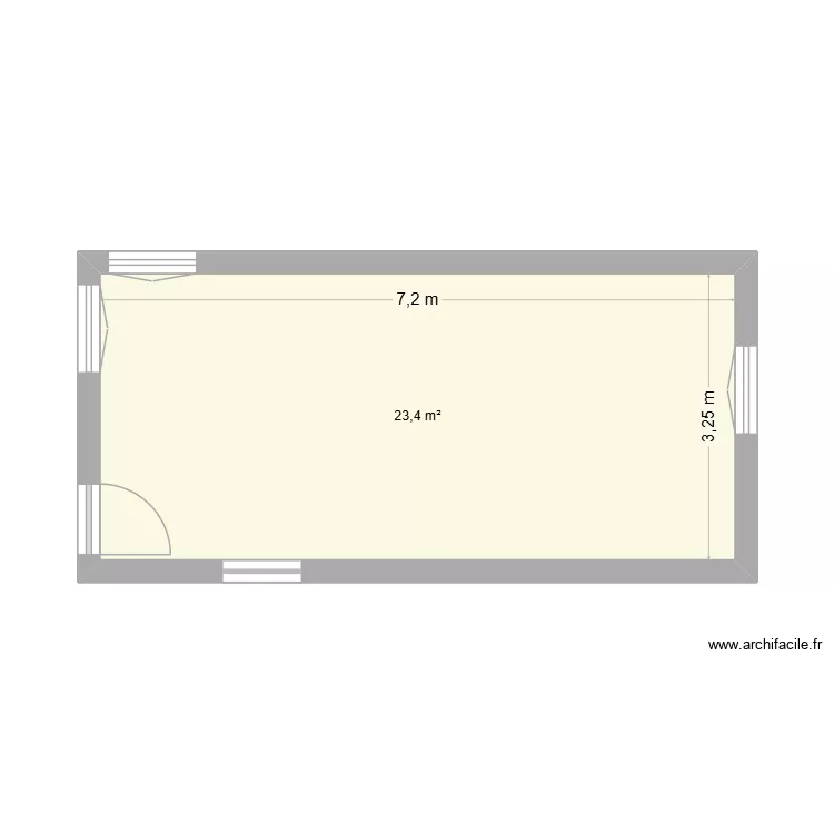 loge gardien. Plan de 1  et 23 m²