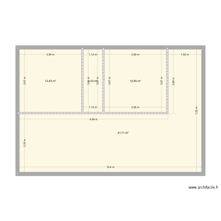 Plan béton. Plan de 4 pièces et 71 m2