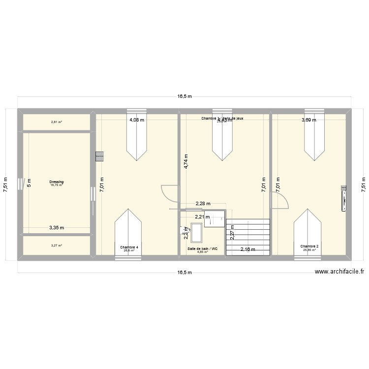 Etage (Grandes chambres) - 2025-09-22. Plan de 7 pièces et 108 m2