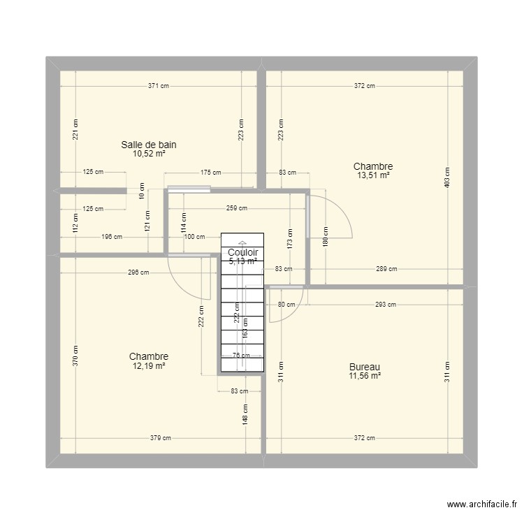 etage1. Plan de 5 pièces et 53 m2