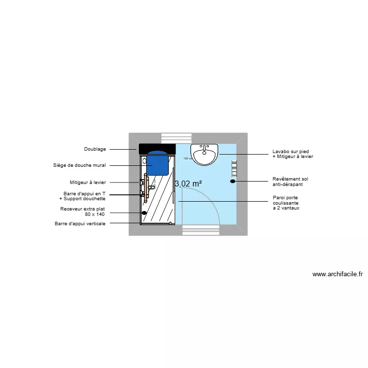 Projet HOSSEN. Plan de 1  et 3 m²