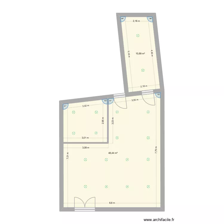 local restaurant. Plan de 2 pièces et 59 m²