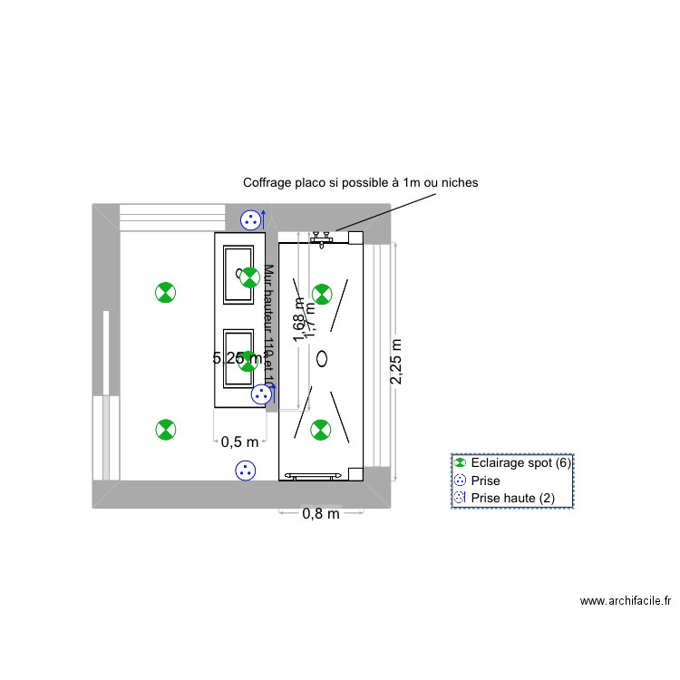 ANDRE. Plan de 1 pièce et 5 m2