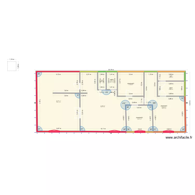 ingouville essai01. Plan de 1  et 157 m²
